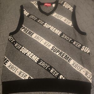 Supreme V-Neck Sweater Vest in Black and White